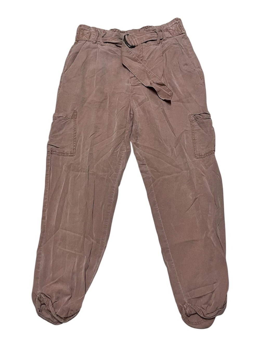 Free People Cargo Dusty Rose Lightweight Belted Pants Size 0 High Rise Cropped